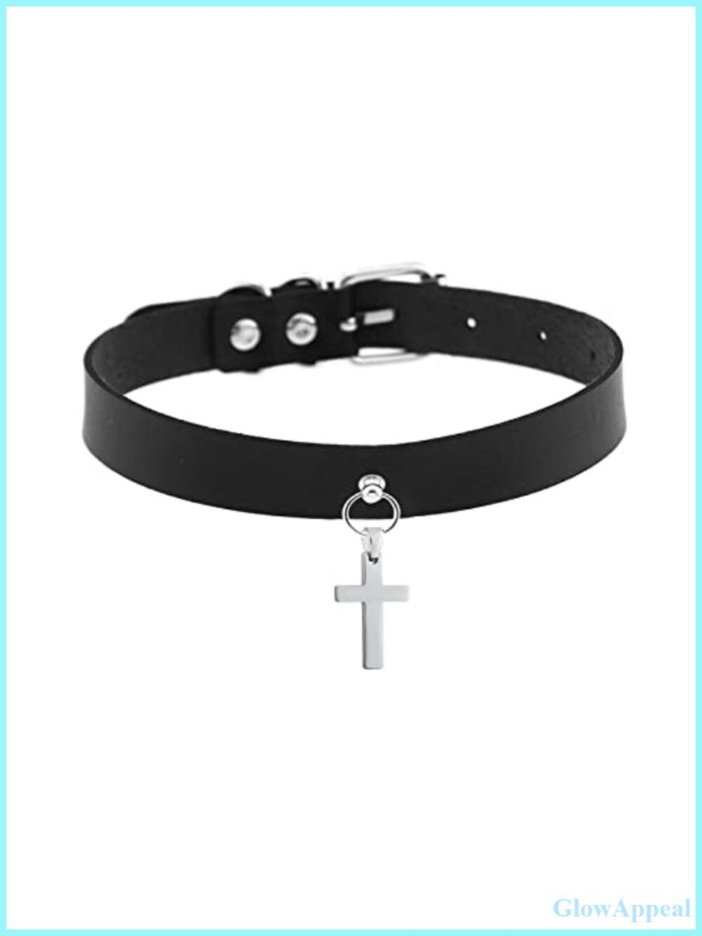 Faux Leather Cross Choker Collar Necklace Gothic Punk Adjustable